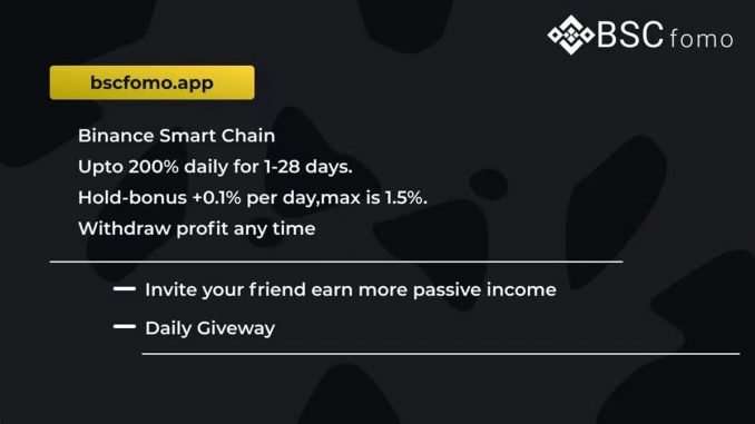 The hybrid ROI DApp Project Introducing BSCFomo: The Hybrid ROI dApp Project