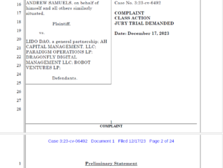 Former LDO holder files class-action lawsuit against Lido DAO for crypto losses